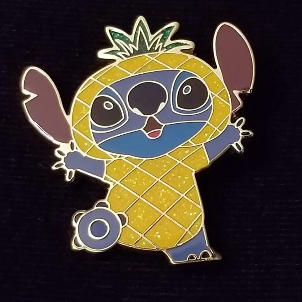 Disney Stitch Chaser Pin Glitter Pineapple Character Fruits Mystery Box Lunch